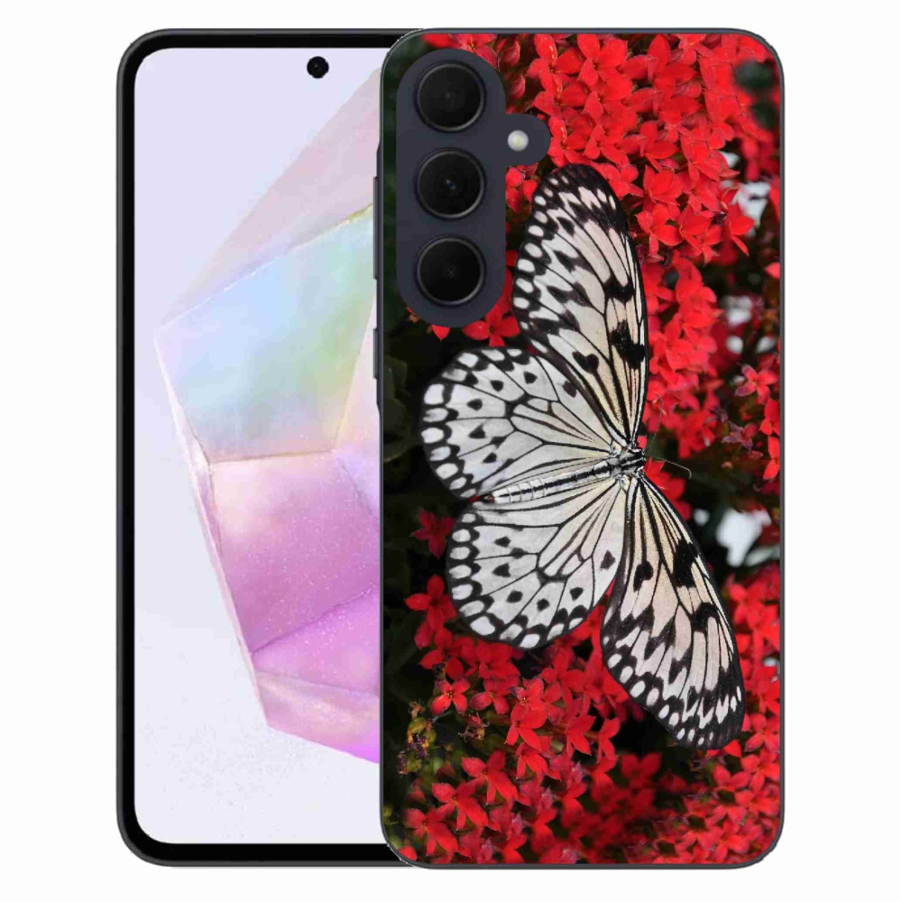 Zselés borítás mmCase Samsung Galaxy A35 5G - fekete-fehér pillangó 1