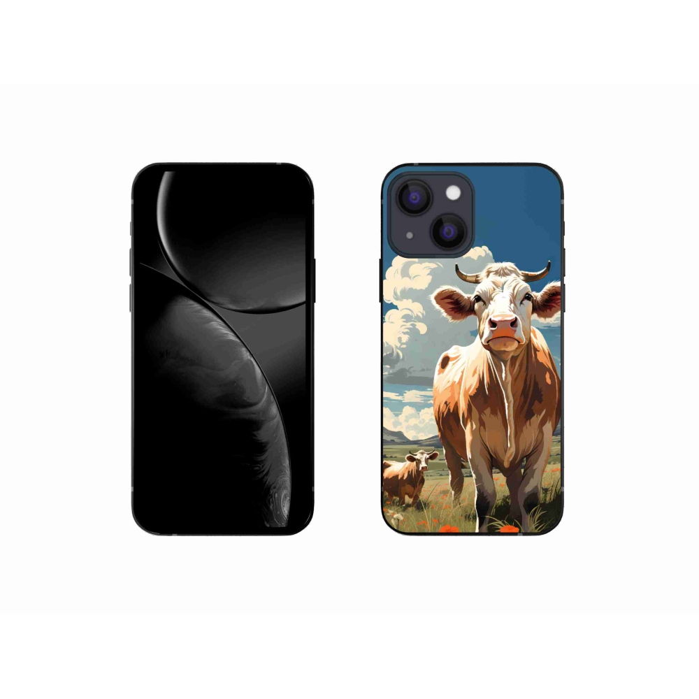 Zselés borítás mmCase iPhone 13 mini készülékhez - tehenek a réten