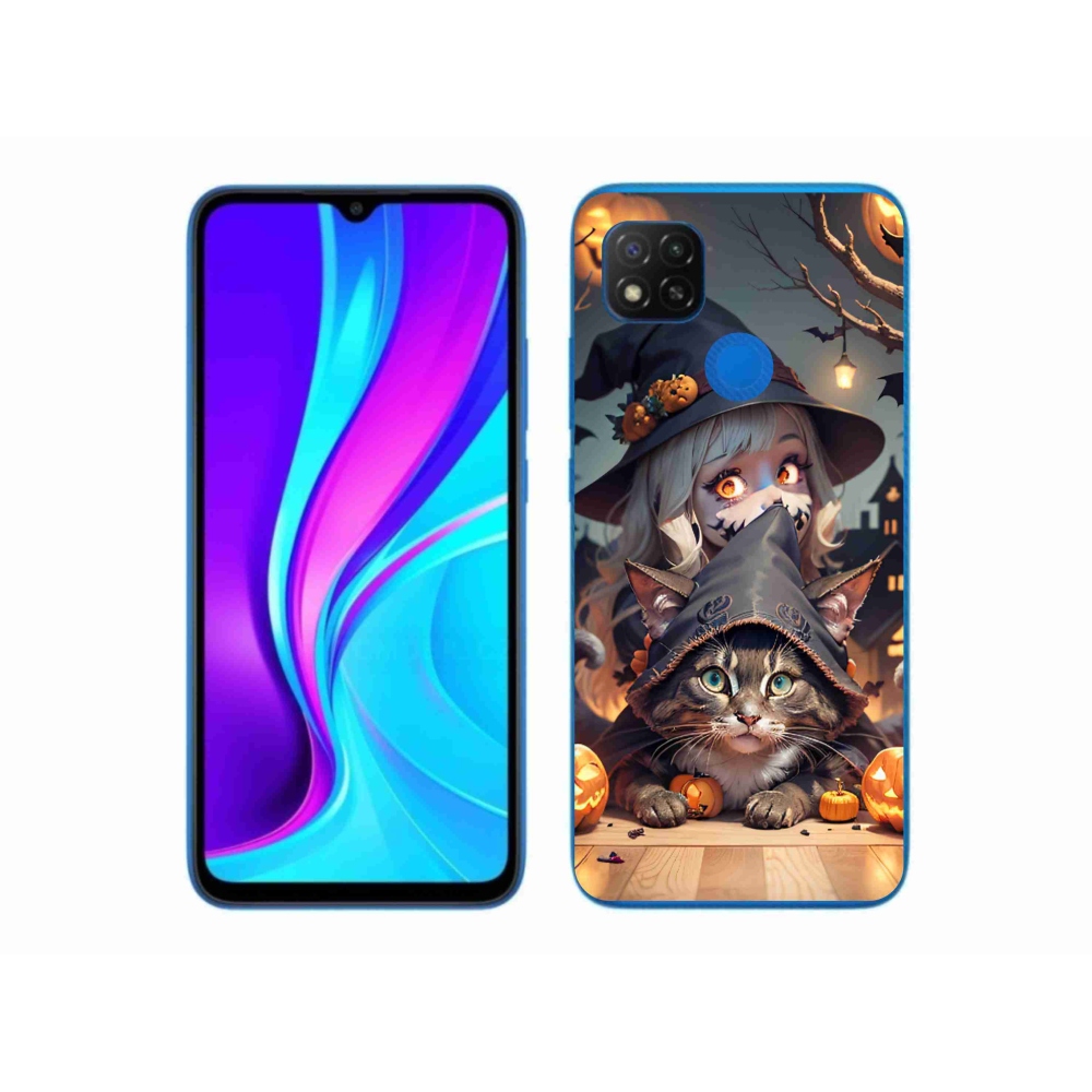 Gél borítás mmCase a Xiaomi Redmi 9C-hez - boszorkány macskával
