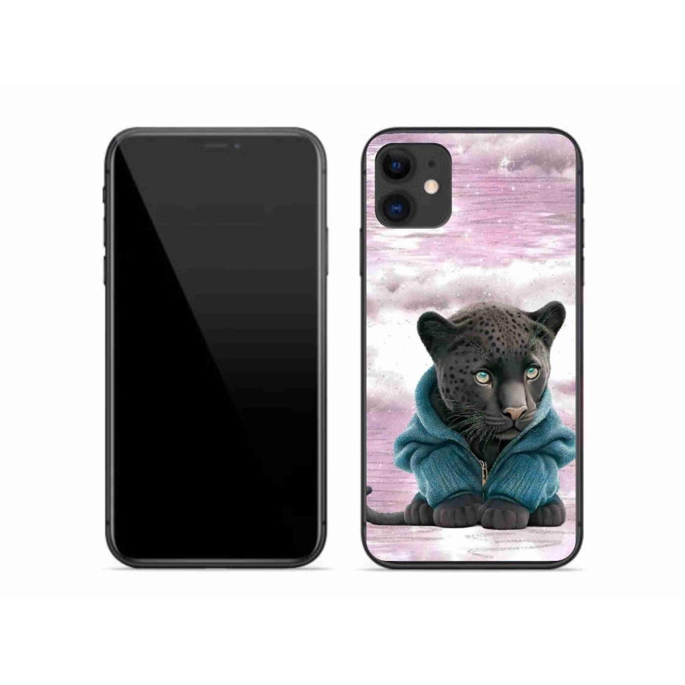 Gél borítás mmCase iPhone 11 készülékhez - fekete párduc pulóverben