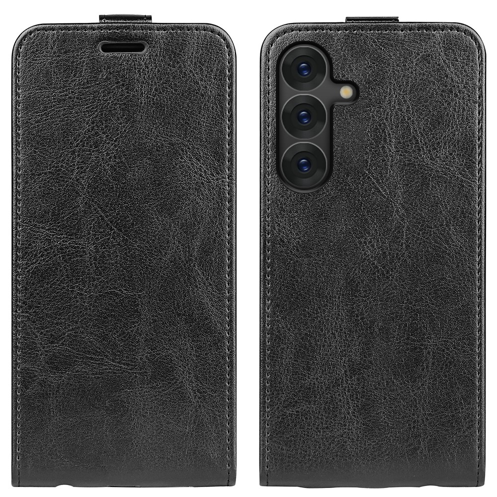 Függőleges könyvtáska Samsung Galaxy S25 készülékhez - fekete