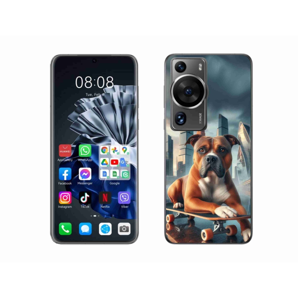 Gél borítás mmCase a Huawei P60 Pro számára - kutya a gördeszkán