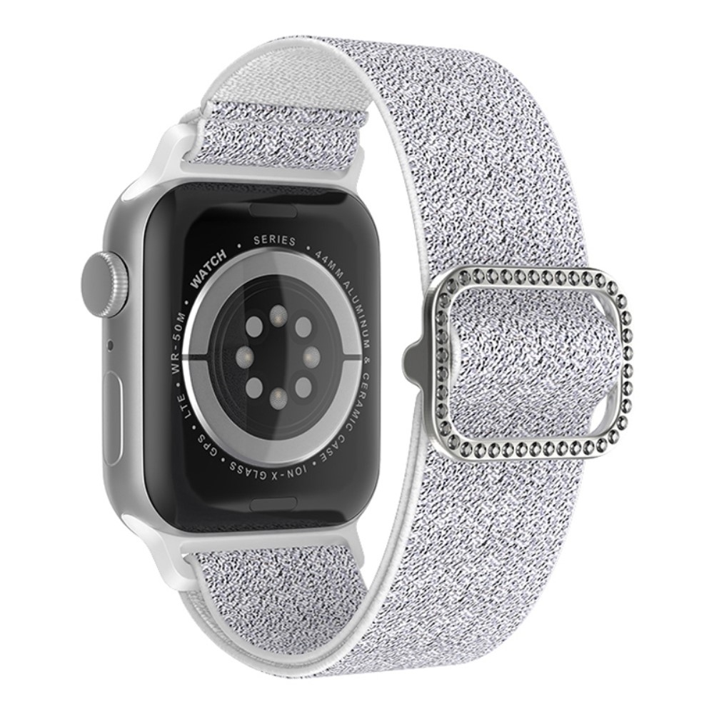 Dekor nejlon szíj Apple Watch Ultra/Ultra 2 49mm/SE/SE 2022/2023 44mm/9/8/7 45mm/6/5/4 44mm/3/2/1 42 mm-es Apple Watch Ultra/Ultra 2 órához - ezüst/fehér