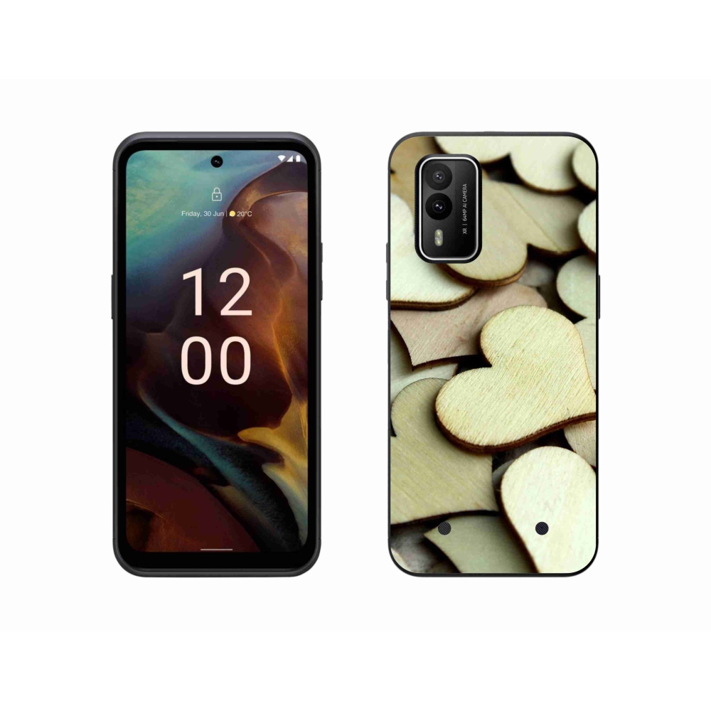 Zselés borítás mmCase a Nokia XR21 készülékhez - fából készült szívek