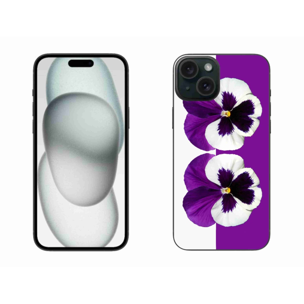 Gél védőhuzat mmCase iPhone 15 Plus készülékhez - lila és fehér virág