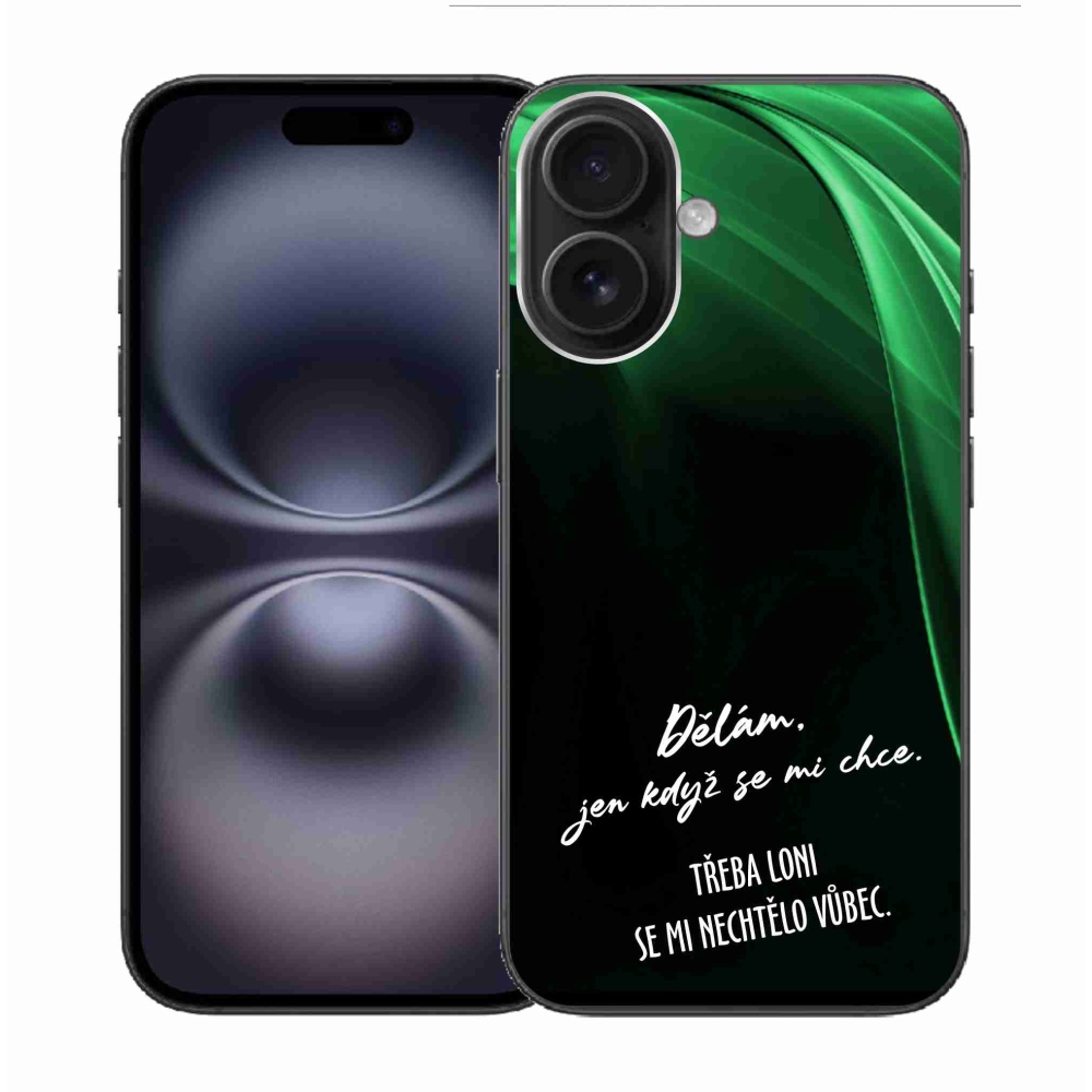 Gél borítás mmCase iPhone 16 készülékhez - vicces szöveg 12 fekete háttér