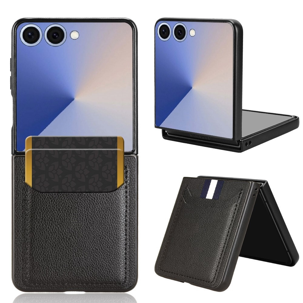 Kombinált műanyag borítás műbőrrel Samsung Galaxy Z Flip7 5G - fekete
