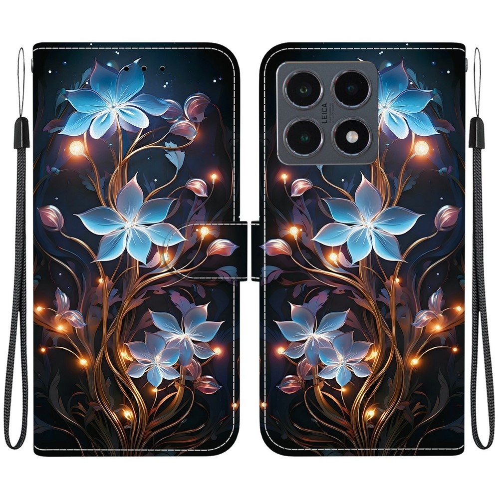 Sokoldalú könyv tok Xiaomi 15T-hez - kék virágok