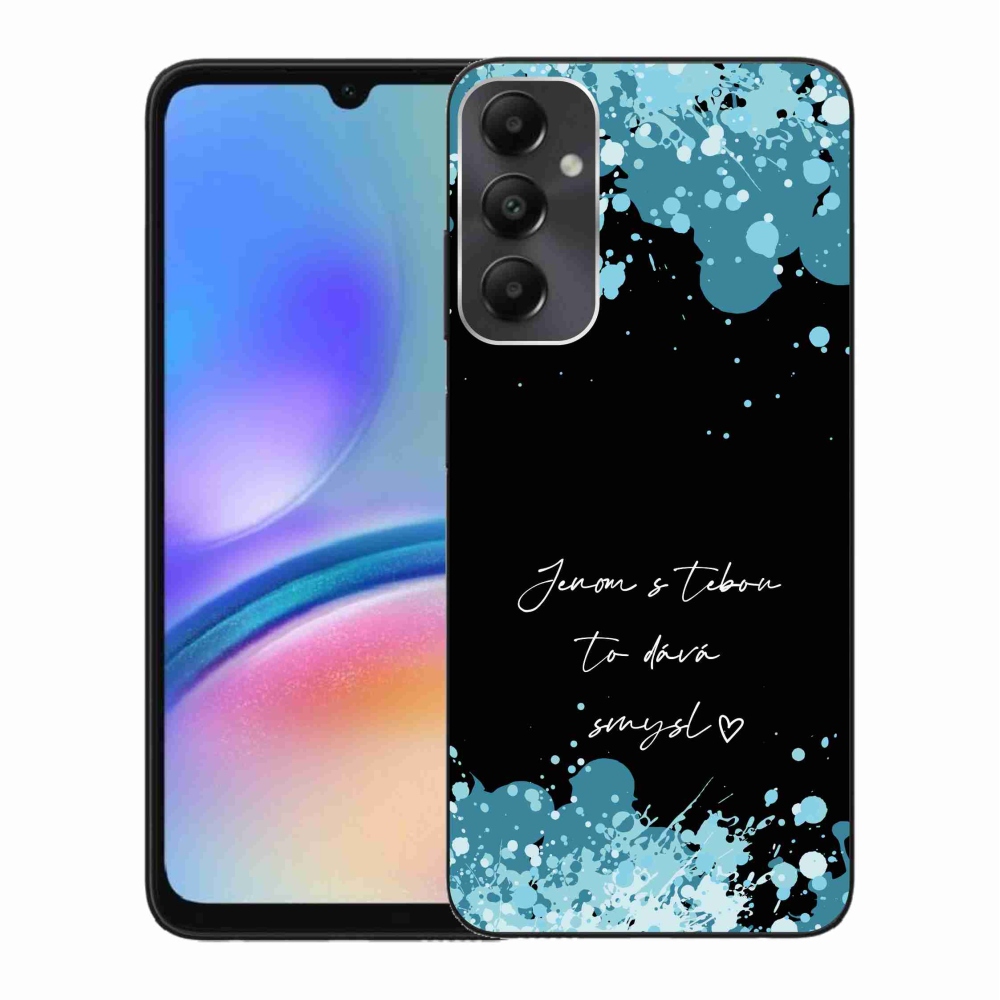 Gél borító mmCase Samsung Galaxy A05s készülékhez - szerelmes szöveg fekete háttérrel