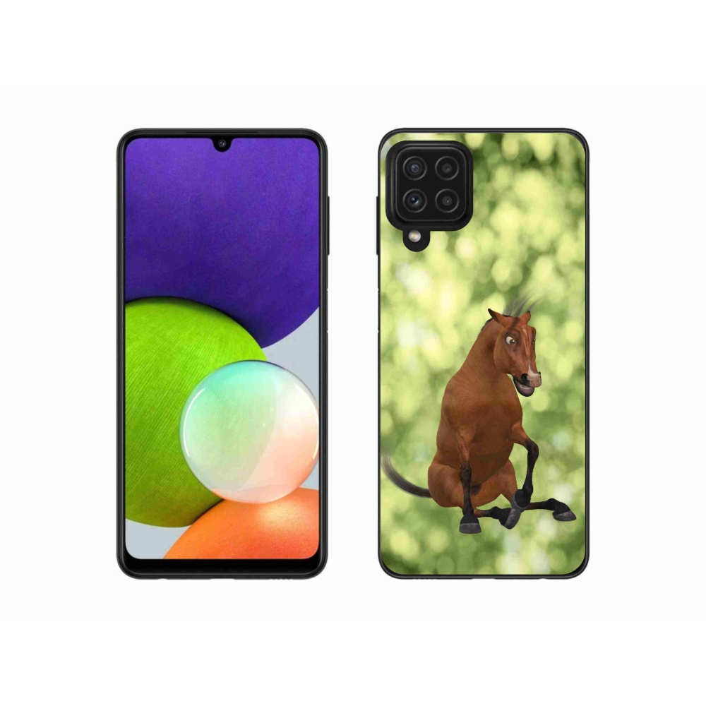 Zselés borítás mmCase Samsung Galaxy A22 4G - barna rajzfilm ló 1