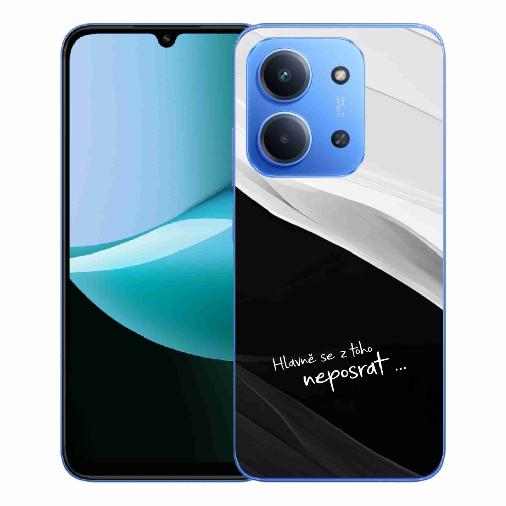 Gél borító mmCase a Xiaomi Redmi 15C 4G/5G (173mm) - vicces szöveg 13 fekete-fehér háttérrel
