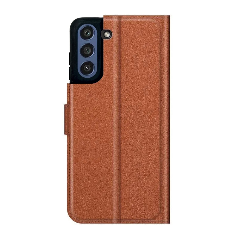 Litchi PU bőr pénztárca tok Samsung Galaxy S21 FE 5G számára - barna