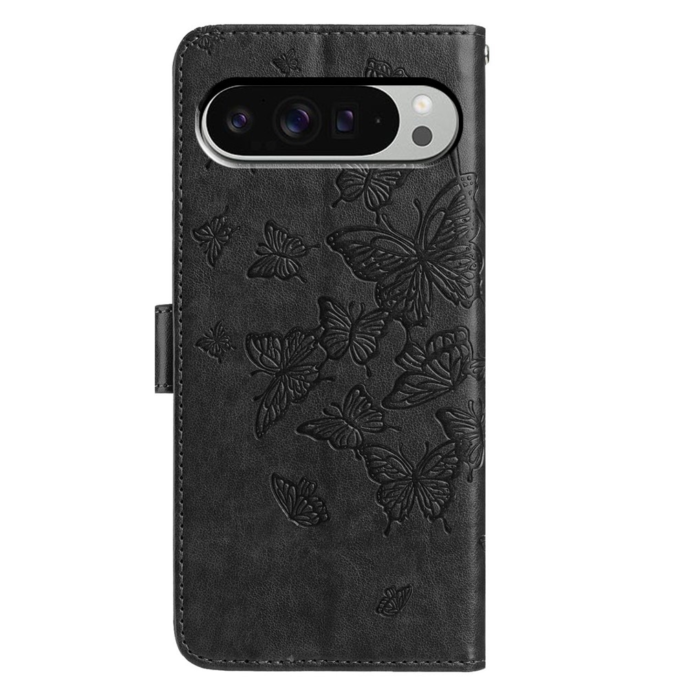 Virágos pillangó könyvtáska Google Pixel 10 Pro XL/Pixel 9 Pro XL - fekete