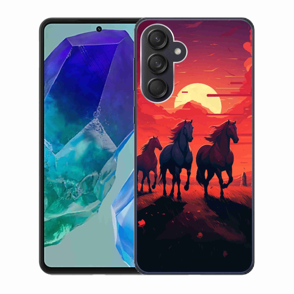 Gél borítás mmCase Samsung Galaxy M55 5G - lovak és naplemente