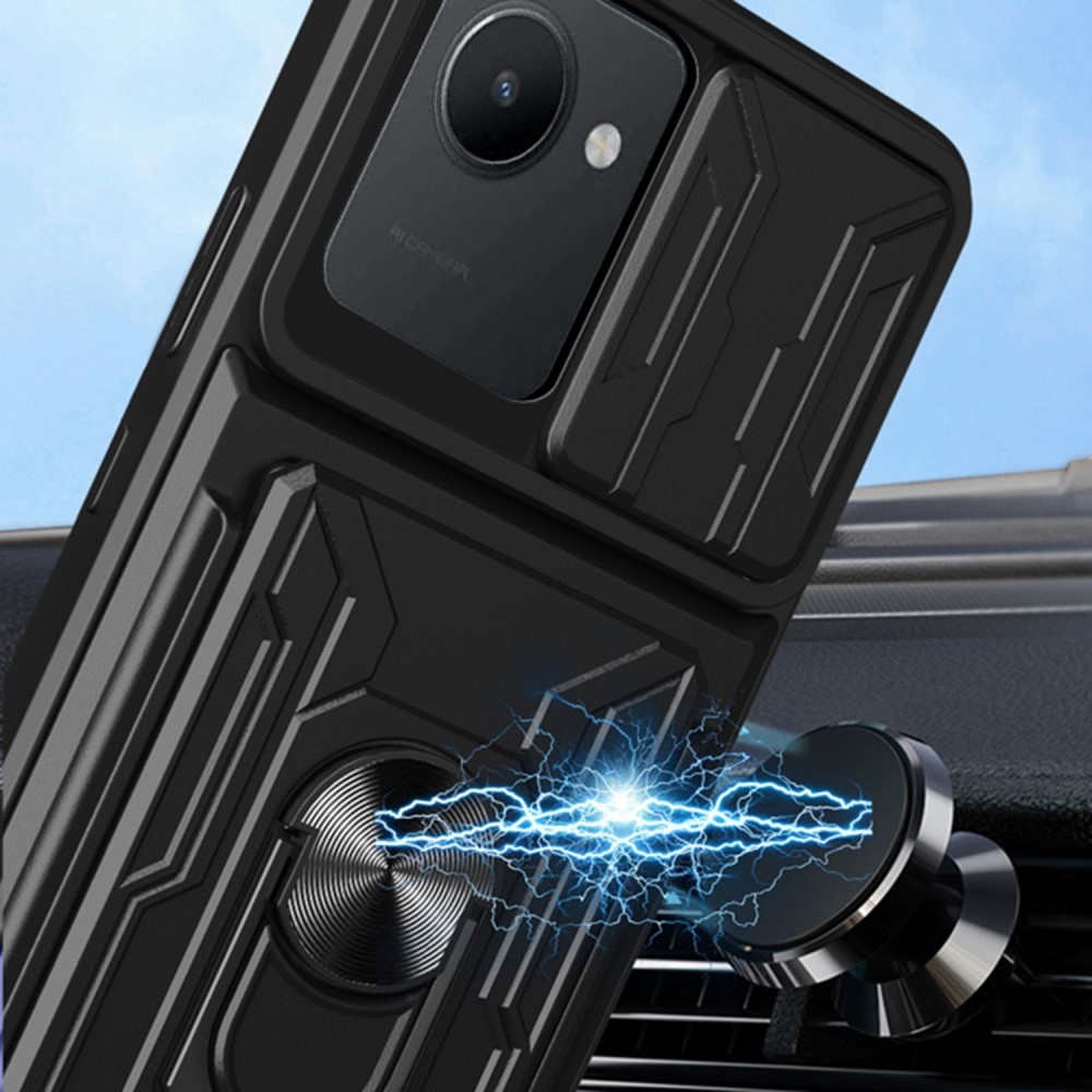 Csúszásálló hibrid borítás a Realme C30 készülékhez - fekete