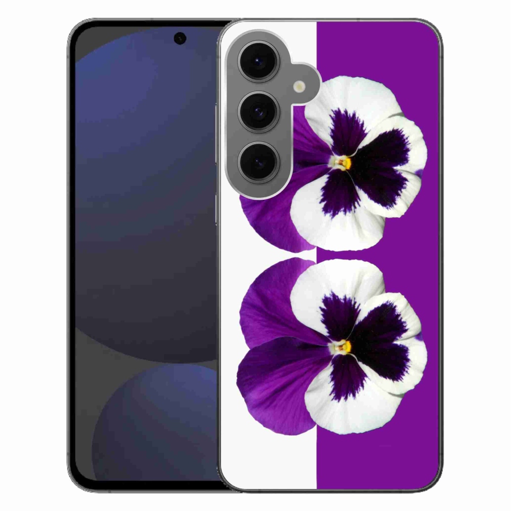 Gél védőhuzat mmCase Samsung Galaxy S24 FE készülékhez - lila és fehér virág