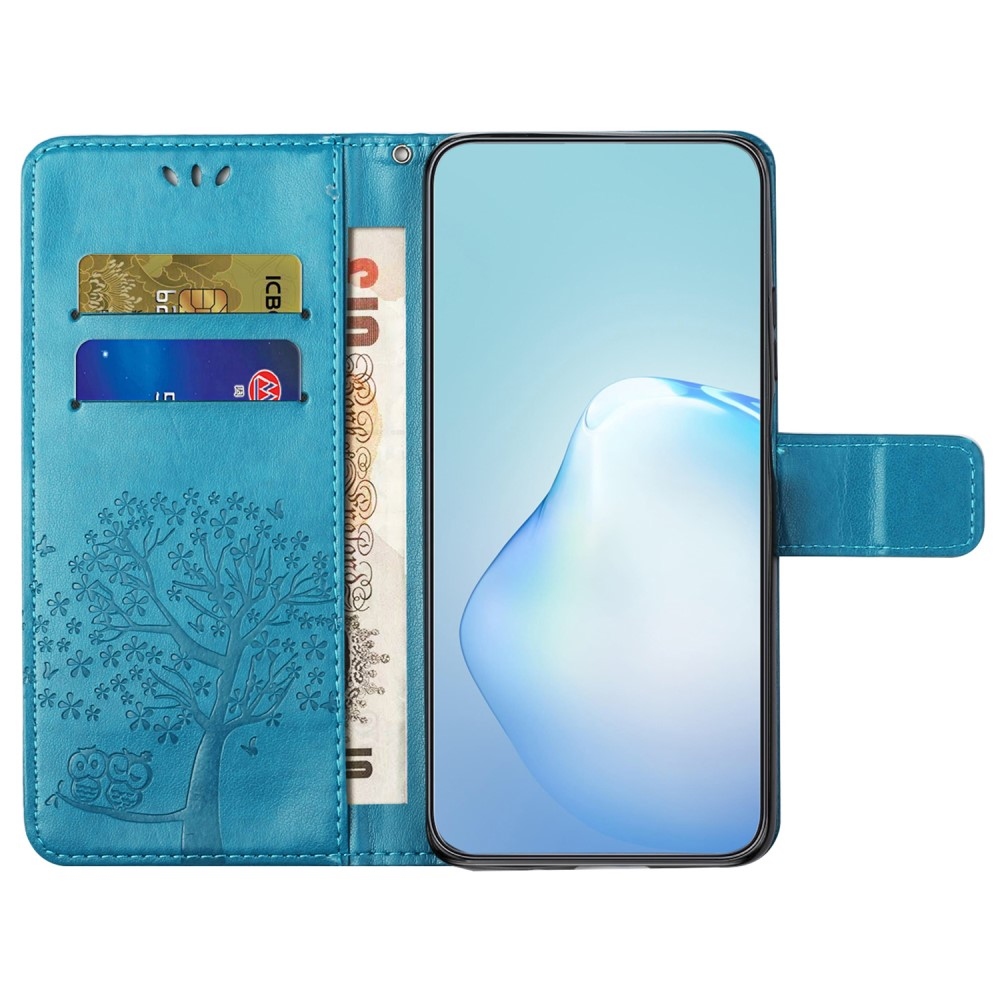 Fás könyv tok Samsung Galaxy A15 4G/5G készülékhez - kék