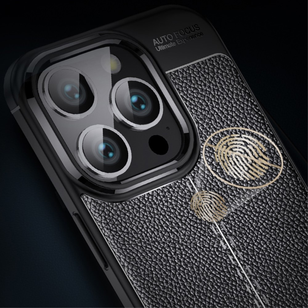 Litchi tartós zselés tok iPhone 16 Pro készülékhez - fekete