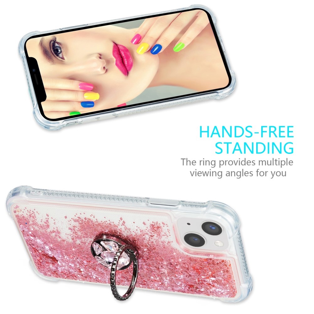 Glitter homokóra zselés tok iPhone 15 készülékhez - rózsaszín
