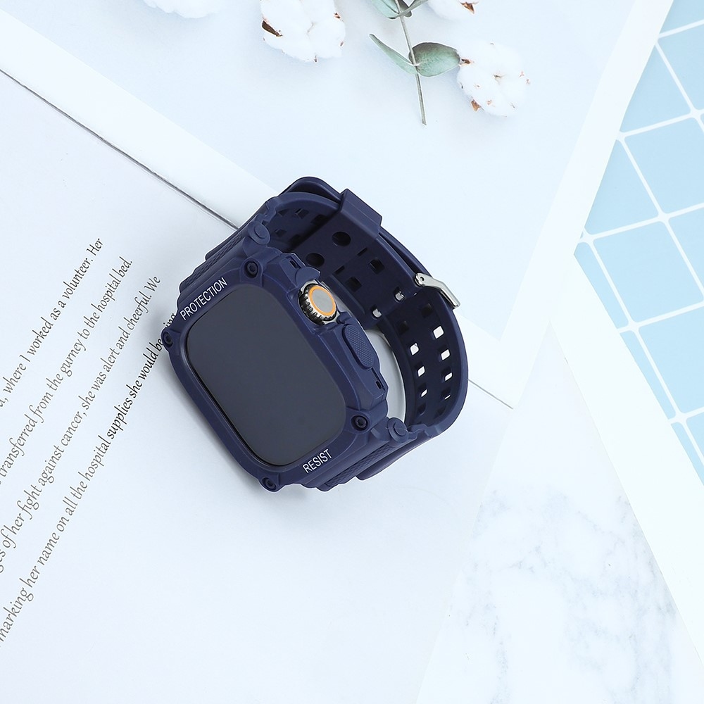 Integrált szilikon védő tok szíjjal az Apple Watch Ultra 49 mm-es órához - kék