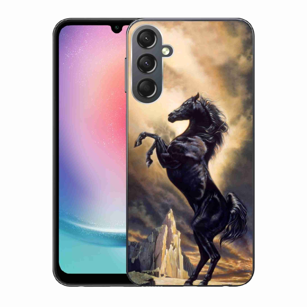 Zselés borítás mmCase Samsung Galaxy A24 készülékhez - fekete rajzfilm ló