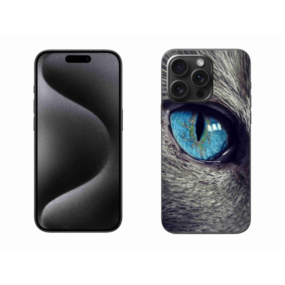 Zselés borítás mmCase iPhone 15 Pro Max készülékhez - kék macskaszem