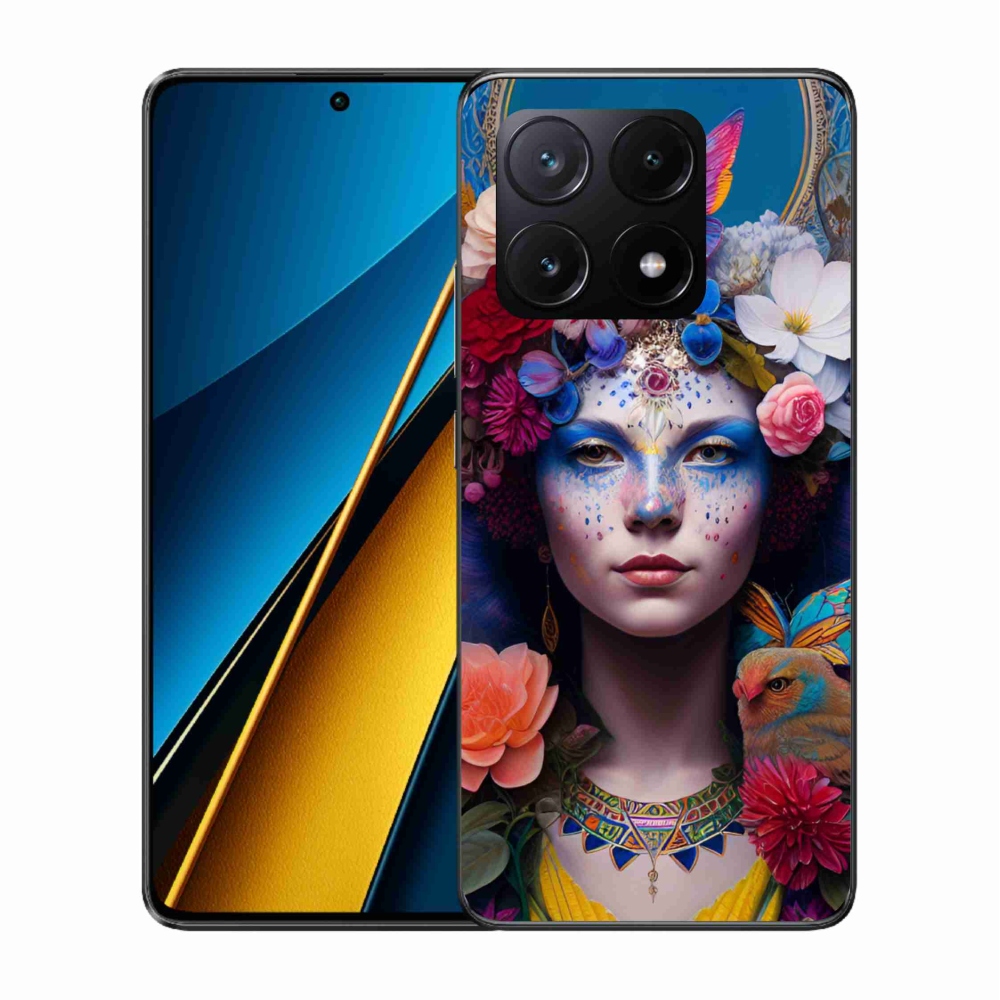 Gél borító mmCase a Xiaomi Poco X6 Pro 5G számára - nő virágokkal