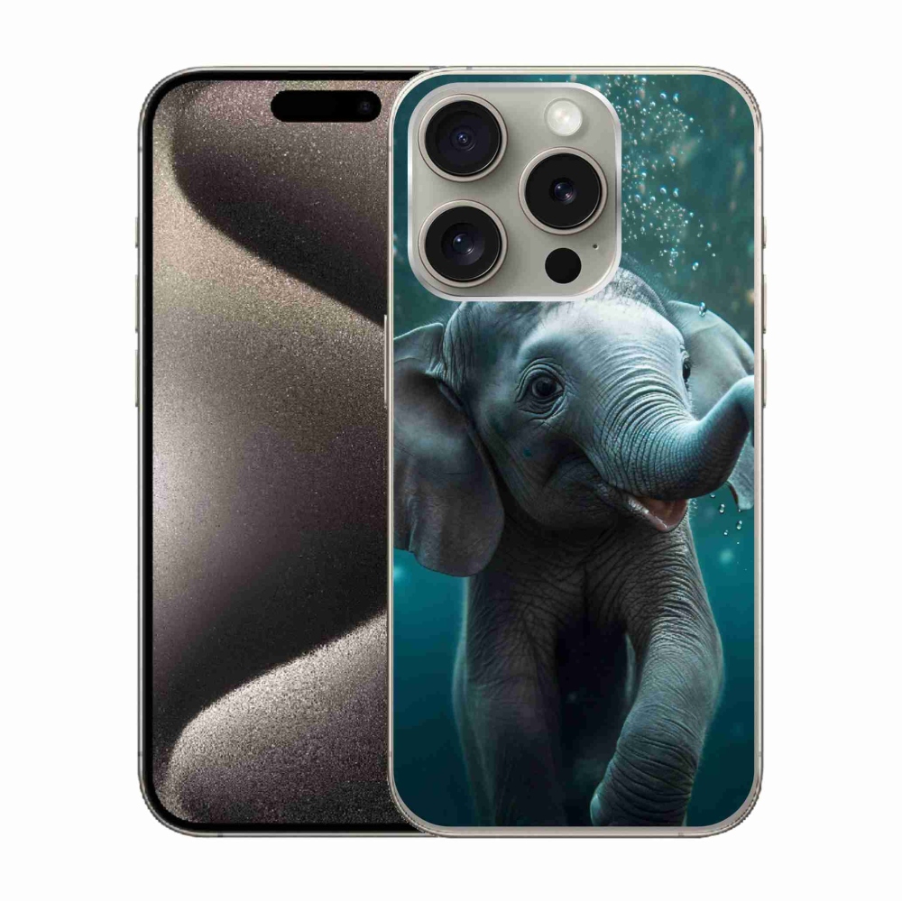 Zselés borítás mmCase iPhone 15 Pro készülékhez - elefánt a víz alatt