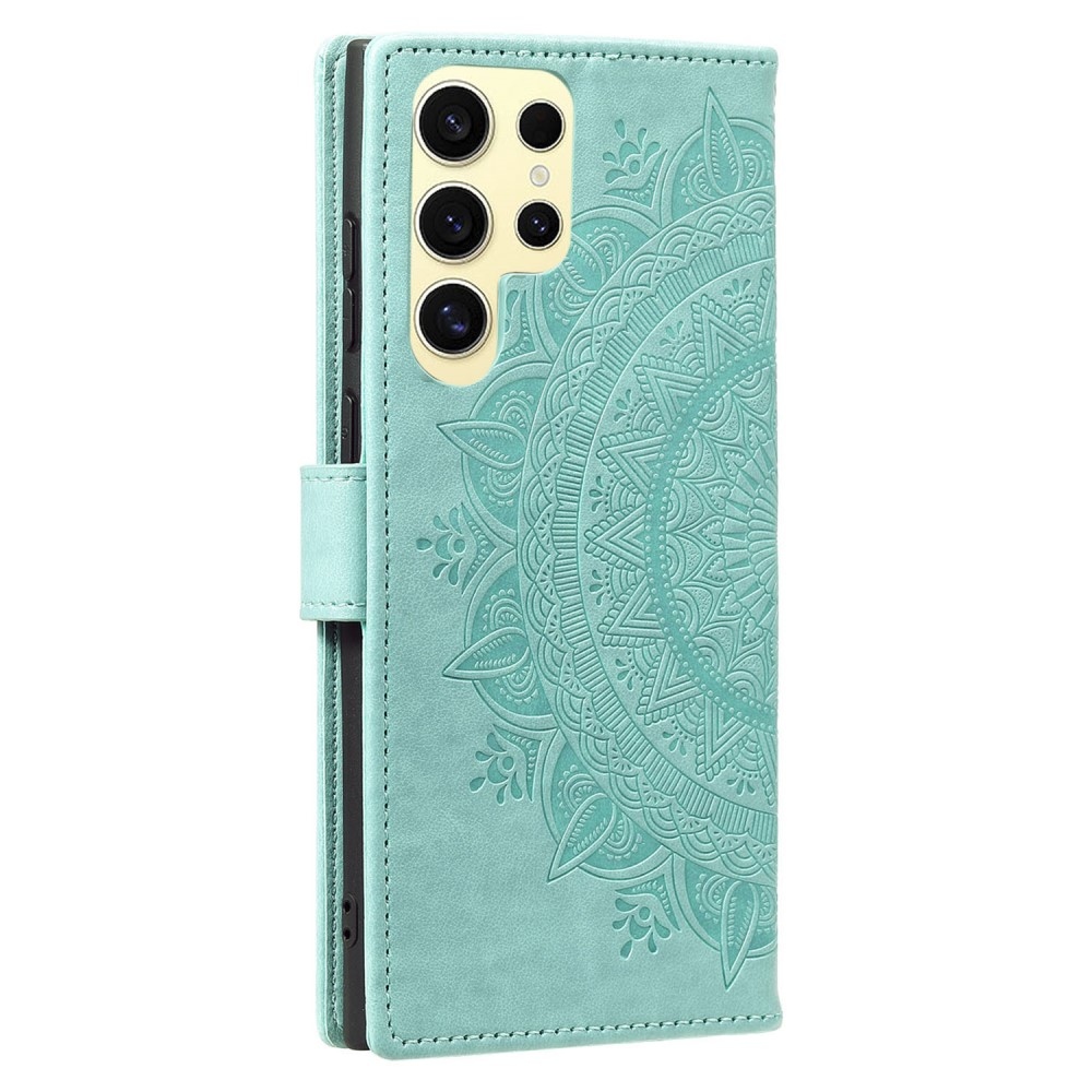 Mandala könyv tok Samsung Galaxy S25 Ultra készülékhez - teáskék színű
