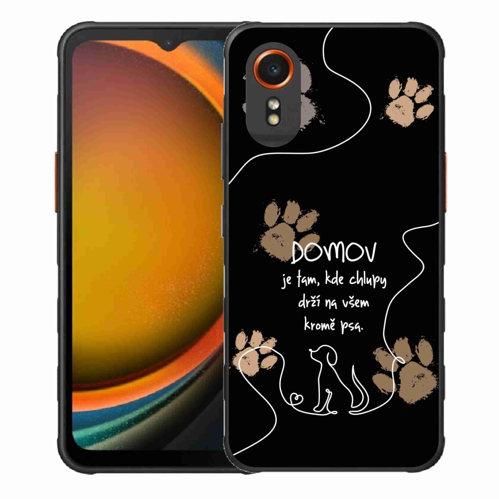 Gél borítás mmCase Samsung Galaxy Xcover 7 készülékhez - kutya motívum fekete háttérrel