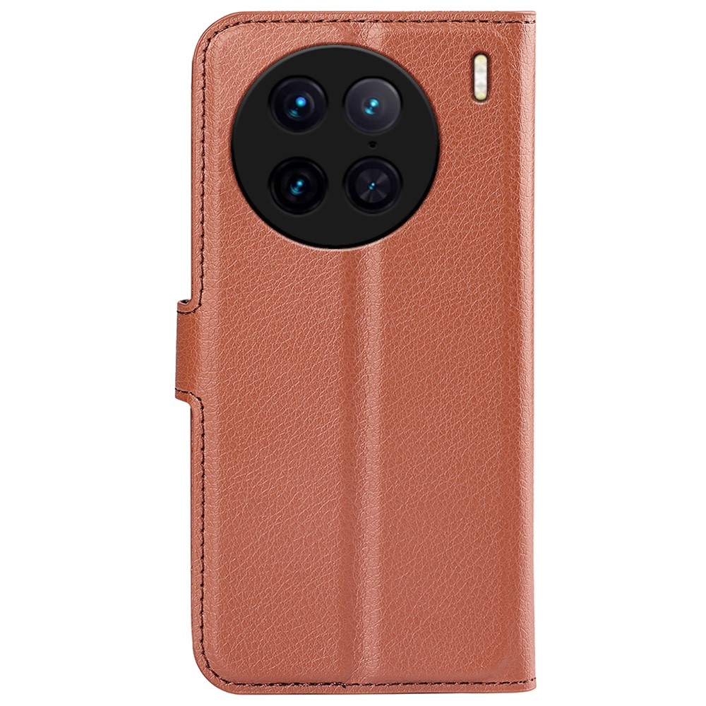 Litchi könyv tok a Vivo X90 Pro-hoz - barna