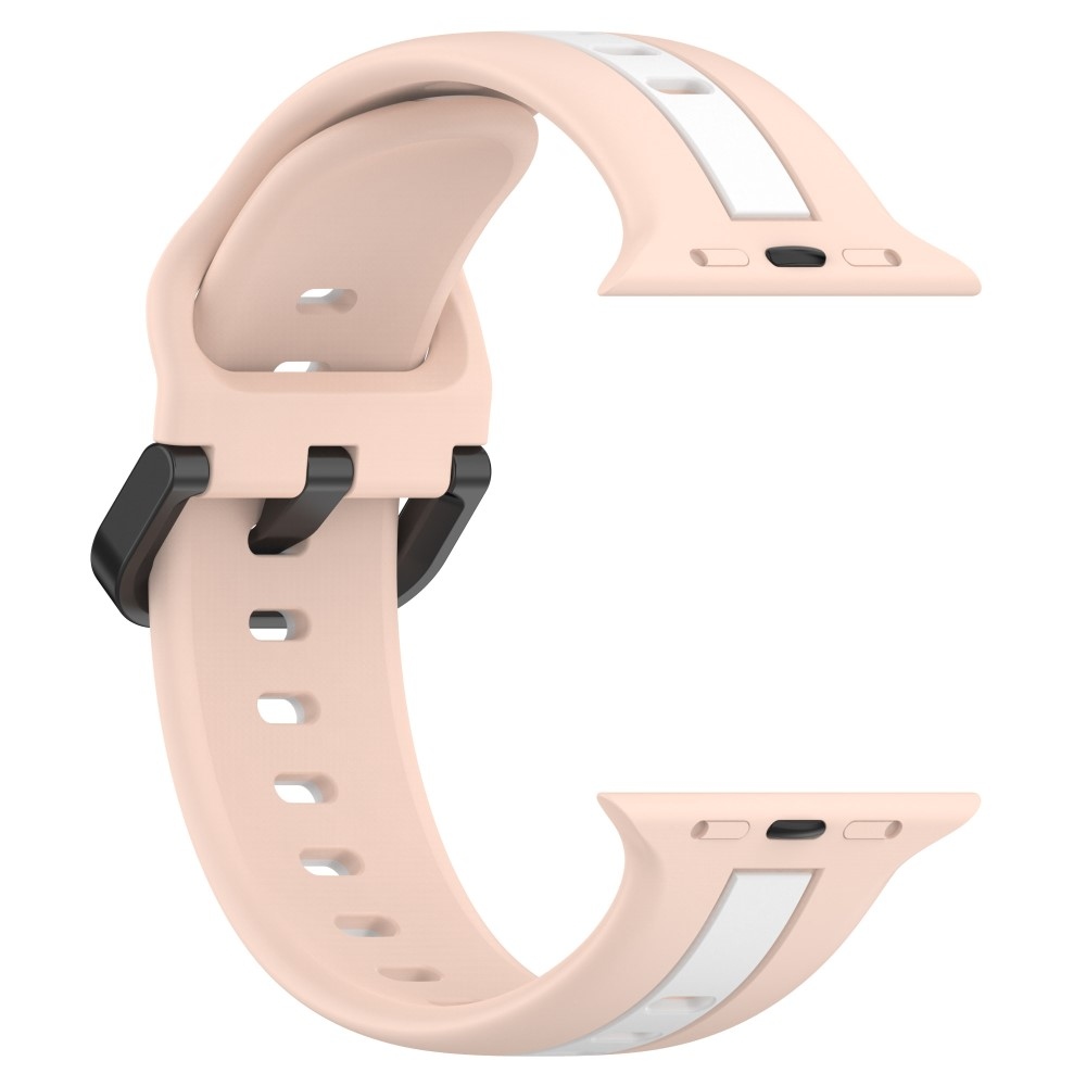 Szíj szilikon szíj Apple Watch Ultra/Ultra 2 49mm/SE/SE 2022/2023 44mm/9/8/7 45mm/6/5/4 44mm/3/2/1 42 mm - rózsaszín/fehér