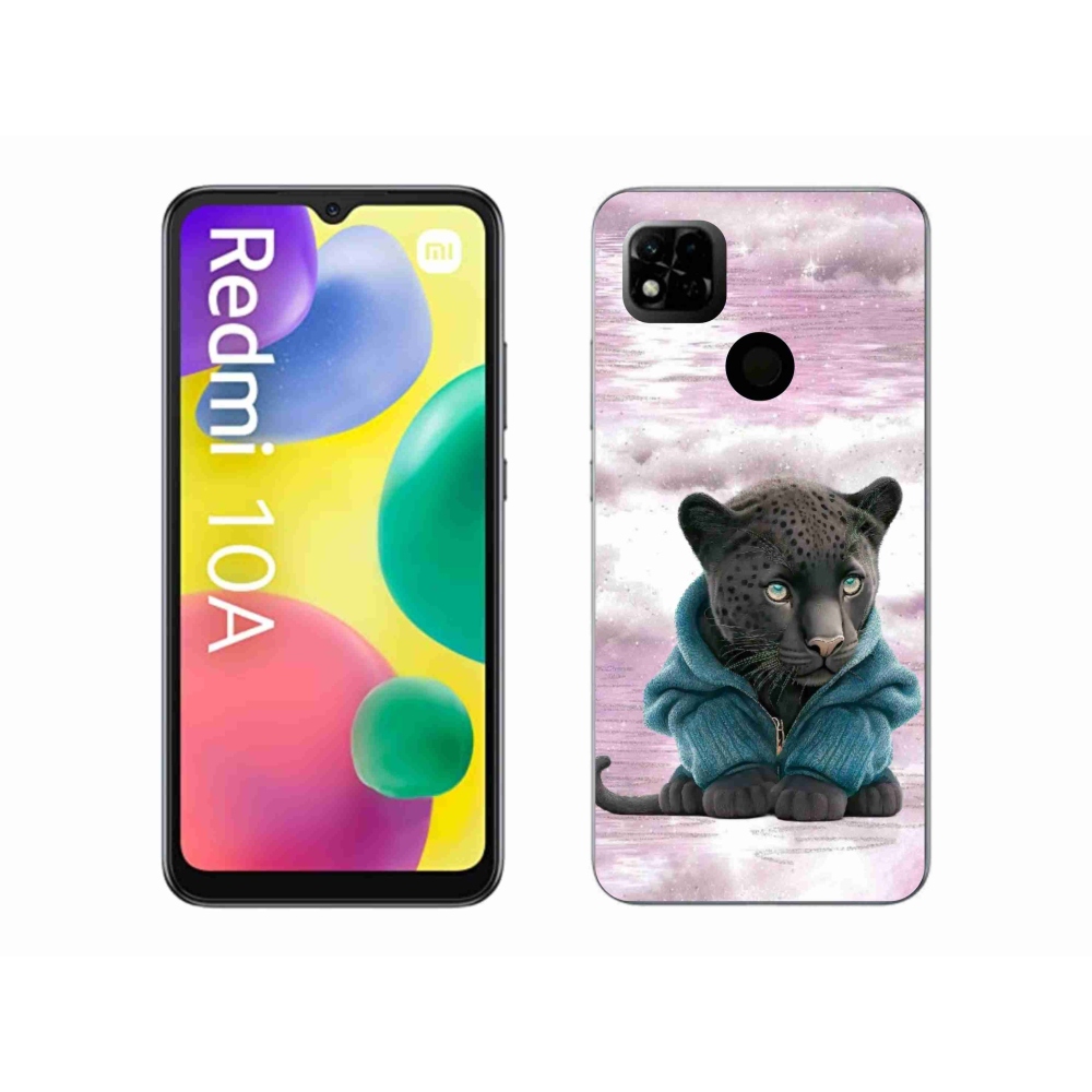 Gél borítás mmCase a Xiaomi Redmi 10A számára - fekete párduc pulóverben