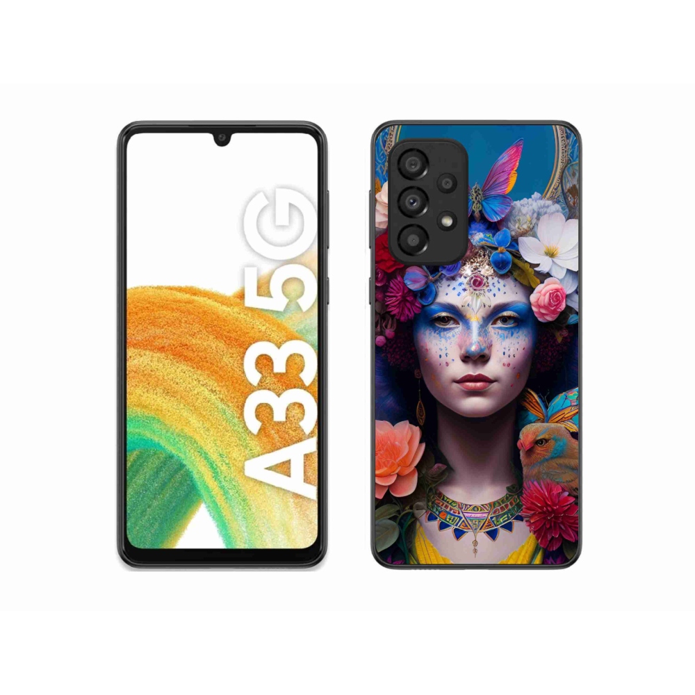 Gél borítás mmCase Samsung Galaxy A33 5G - nő virágokkal