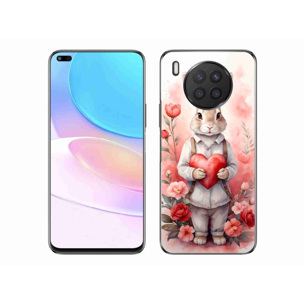 Gél borító mmCase a Huawei Nova 8i számára - nyúl szívvel