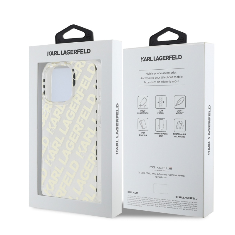 Karl Lagerfeld IML Electroplated Repeated Logo Back Cover for iPhone 16 Pro Max arany