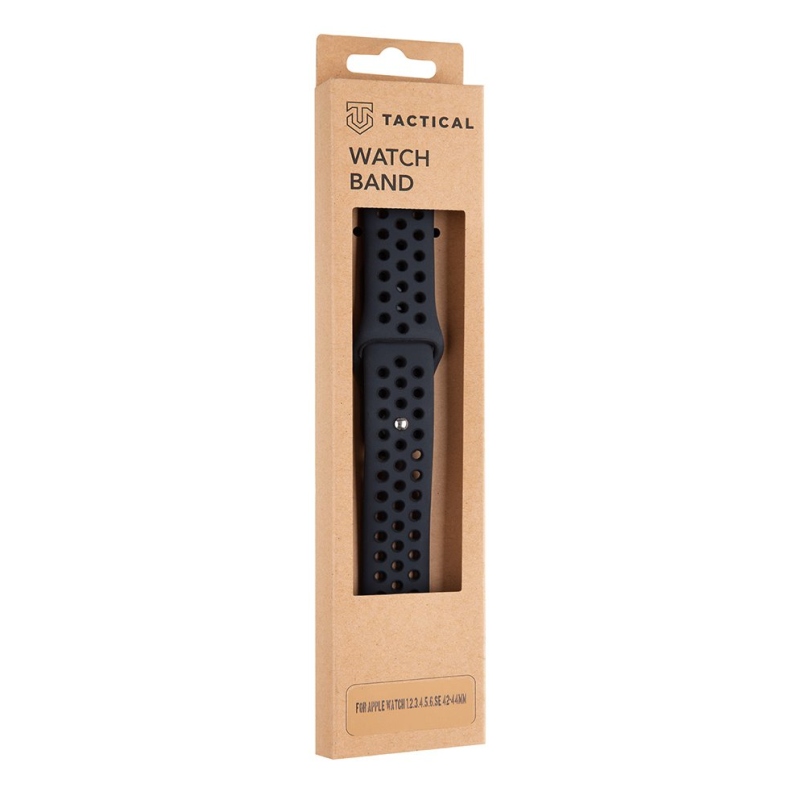 Tactical 161 Dupla szilikon szíj az Apple Watch 1/2/3/4/4/5/6/7/8/9/SE 42/44/45mm-es órájához Fekete