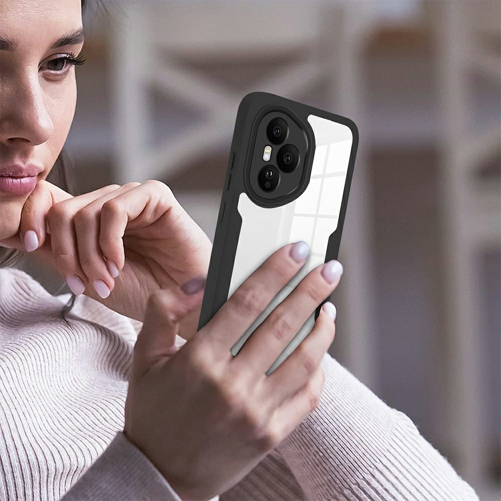 Akril zselés tok a Honor 400 Pro képernyővédő keretével - fekete