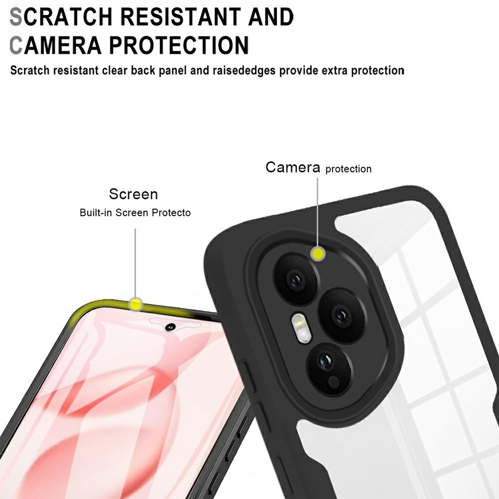 Akril zselés tok a Honor 400 Pro képernyővédő keretével - fekete