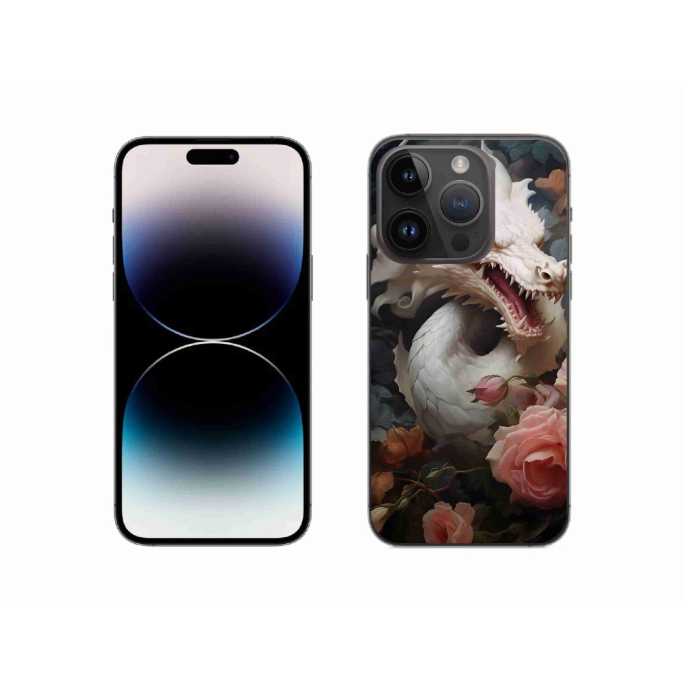 Zselés borítás mmCase iPhone 14 Pro készülékhez - fehér sárkány