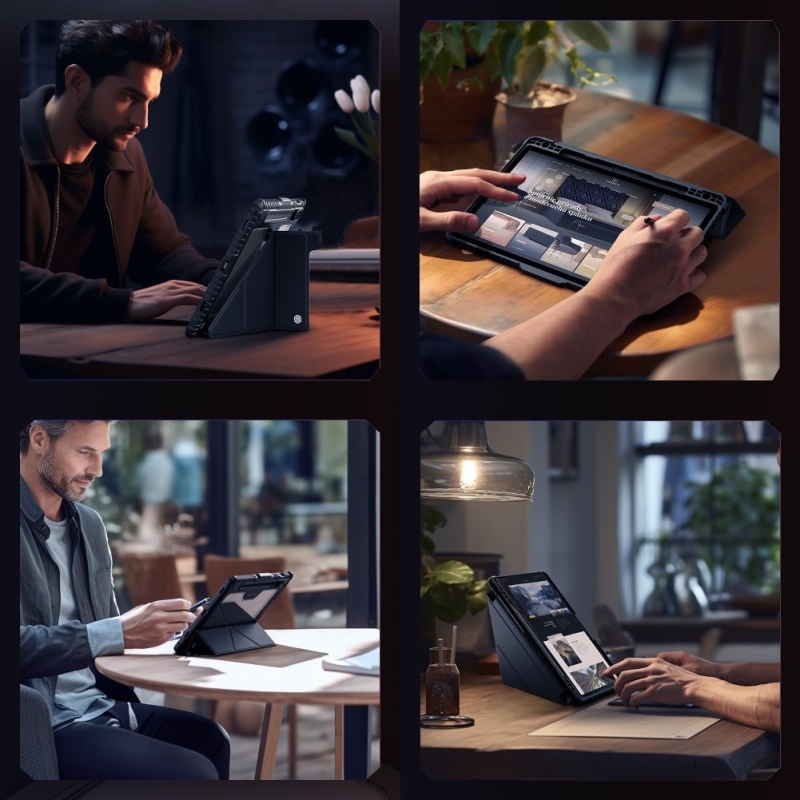 Nillkin Bumper PRO Védő állvány tok többszögű iPad Pro 11 2024 Zafír kék