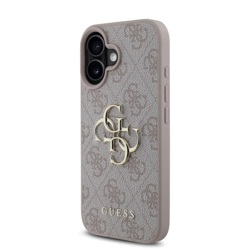 Guess PU 4G fém logós hátlap iPhone 16 Plus rózsaszínű készülékhez