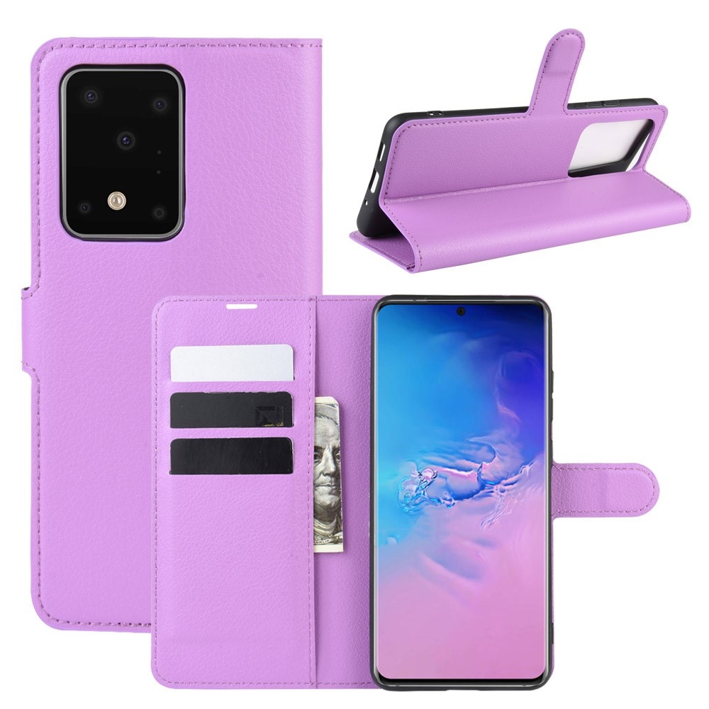 Litchi könyv tok Samsung Galaxy S20 Ultra készülékhez - lila