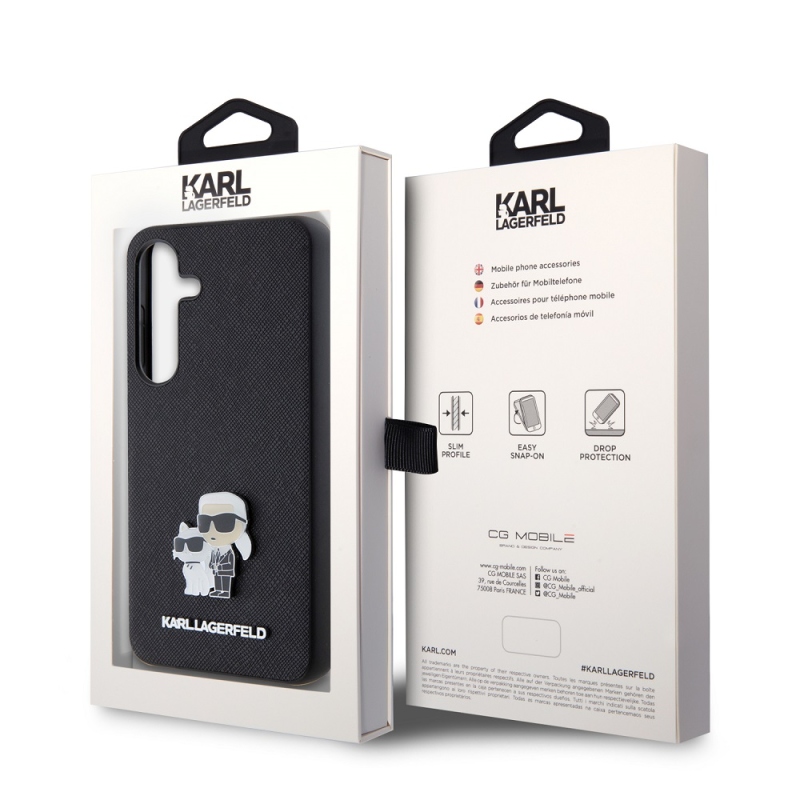 Karl Lagerfeld PU Saffiano fém Karl és Choupette hátlap Samsung Galaxy S24 fekete