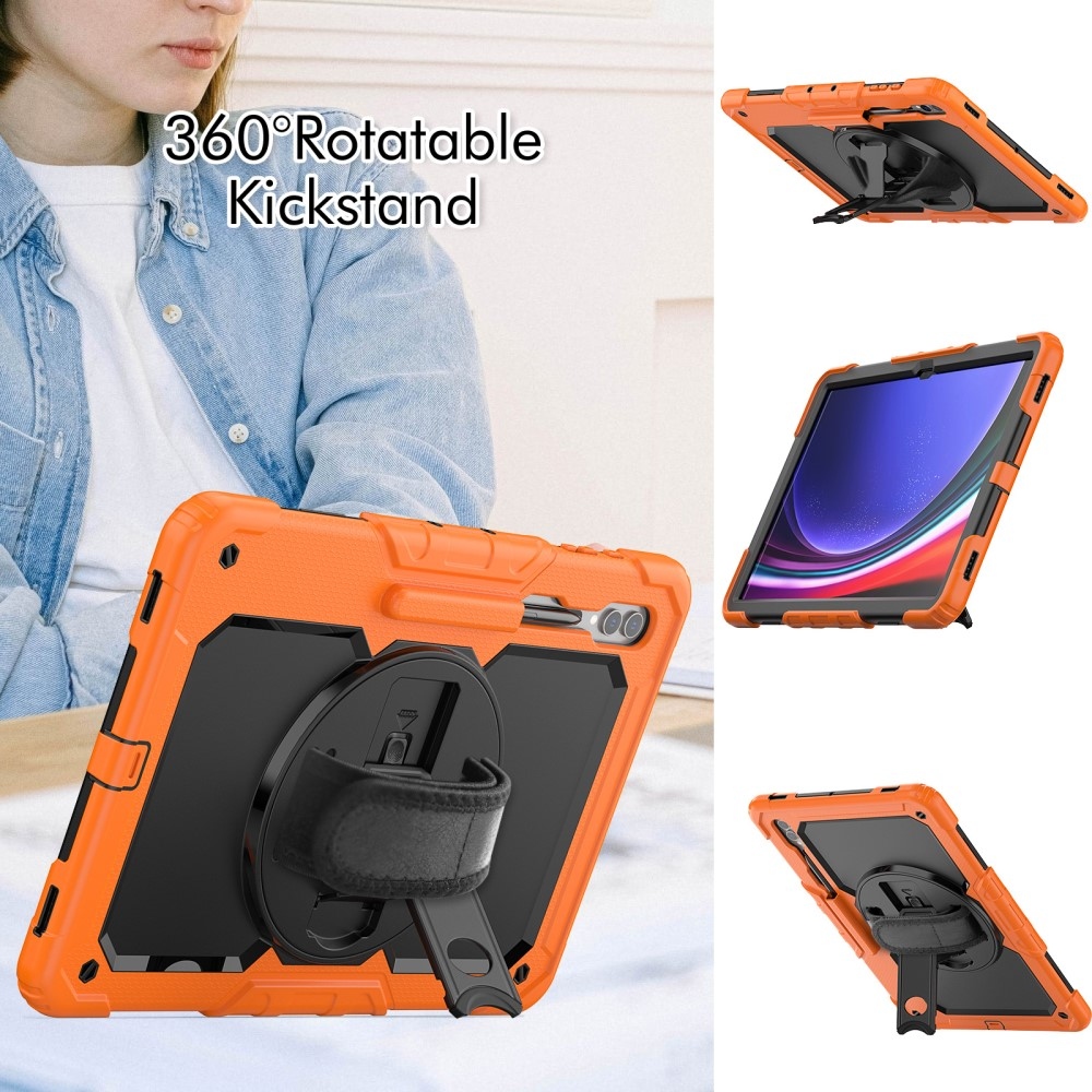 Rúgásálló borítás kézi fogantyúval Samsung Galaxy Tab S9 Ultra/Tab S10 Ultra - narancssárga