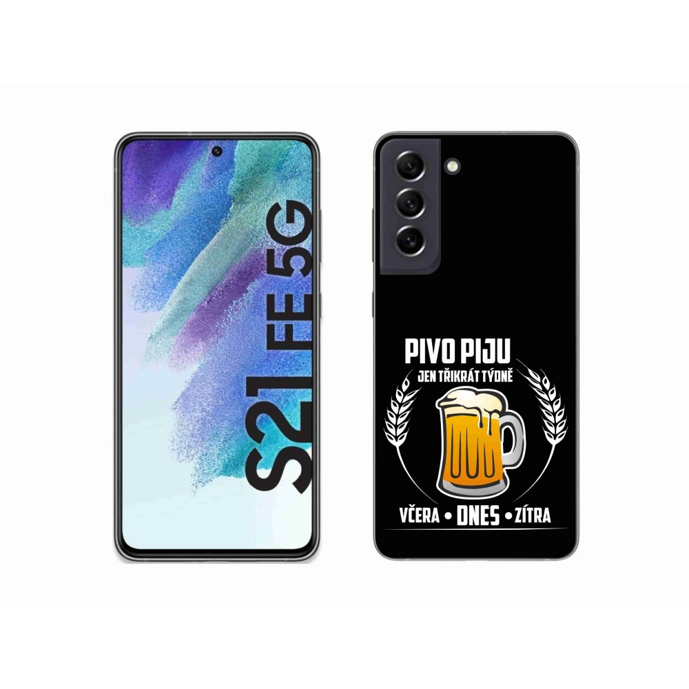 Gél borítás mmCase Samsung Galaxy S21 FE 5G - sör motívum fekete háttérrel
