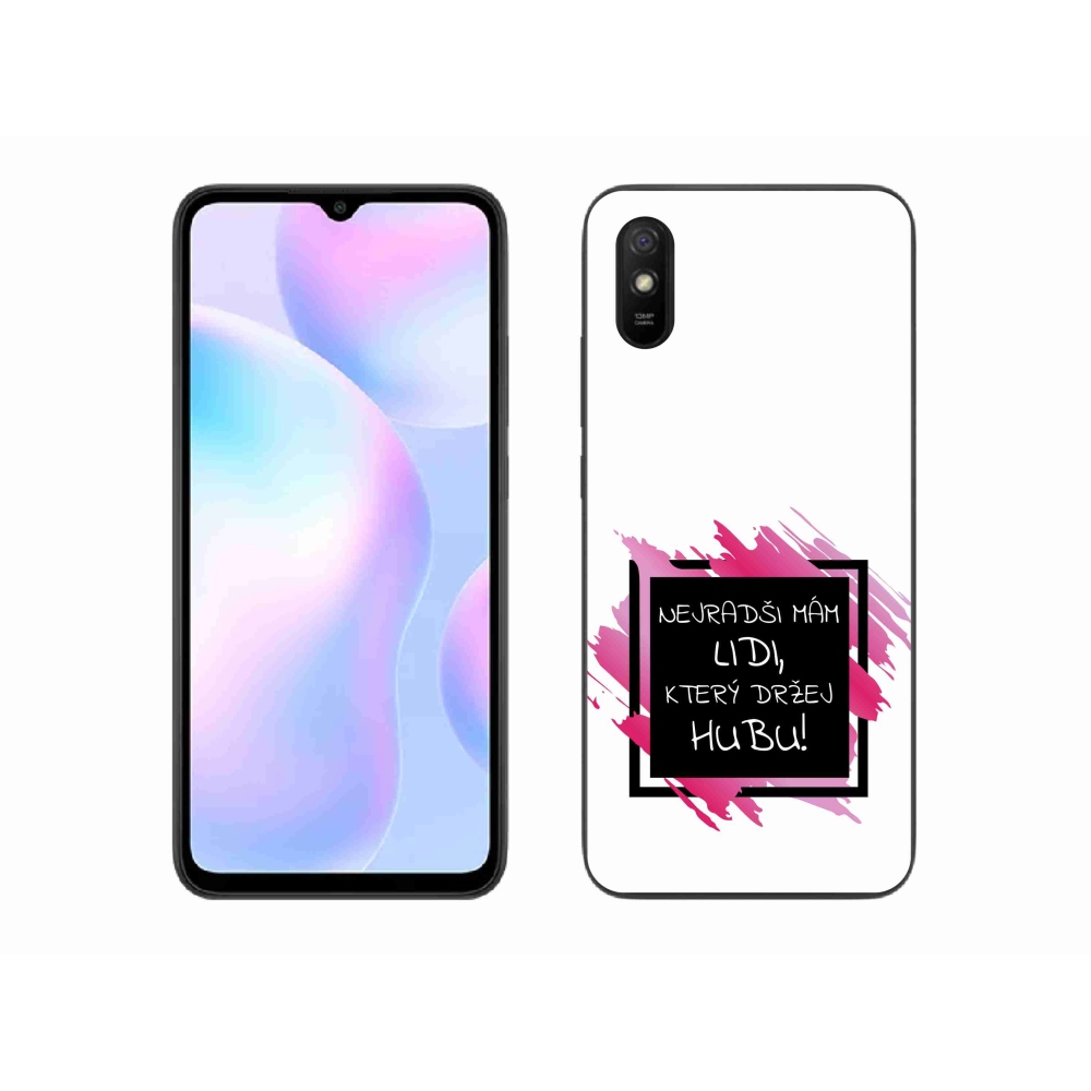 Gél borító mmCase a Xiaomi Redmi 9AT-hoz - vicces szöveg 7 fekete és fehér háttérrel