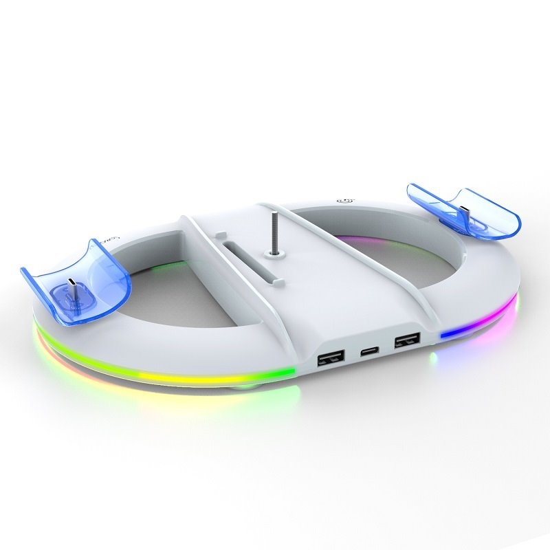 iPega P5S045 Függőleges töltőállvány RGB-vel PS5/PS5 Slim fehér színhez