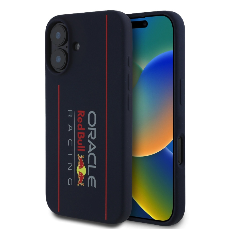 Red Bull szilikon függőleges logós MagSafe hátlap iPhone 16-hoz Navy