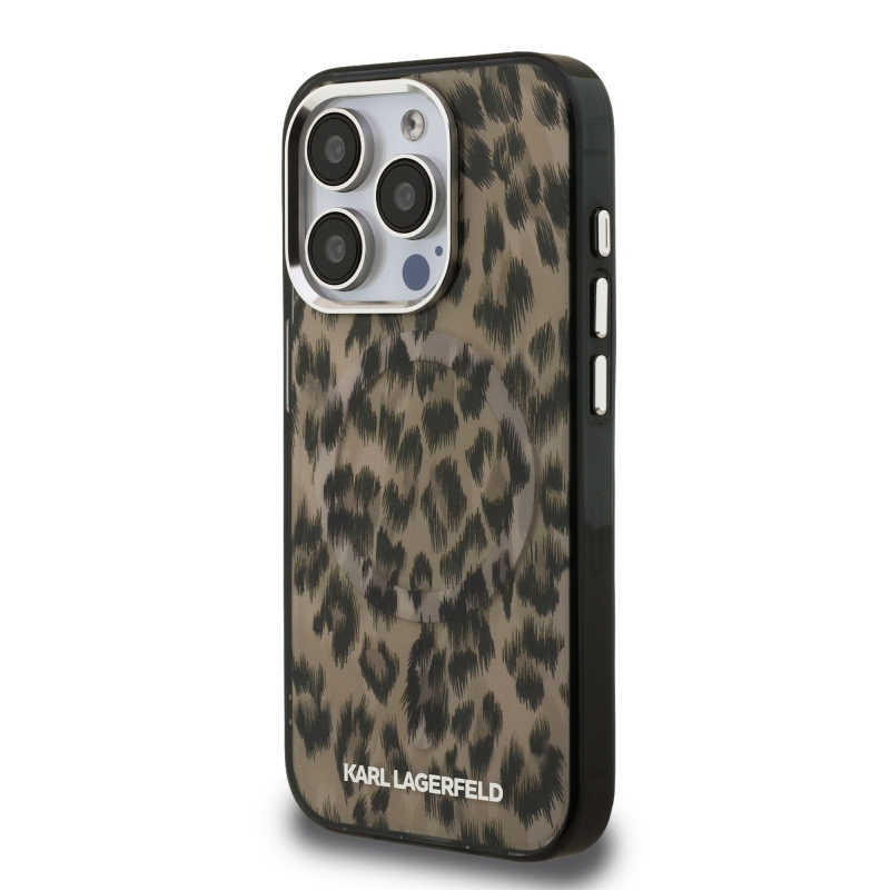 Karl Lagerfeld IML Leopard Leopard MagSafe hátlap iPhone 15 Pro barna színű készülékhez